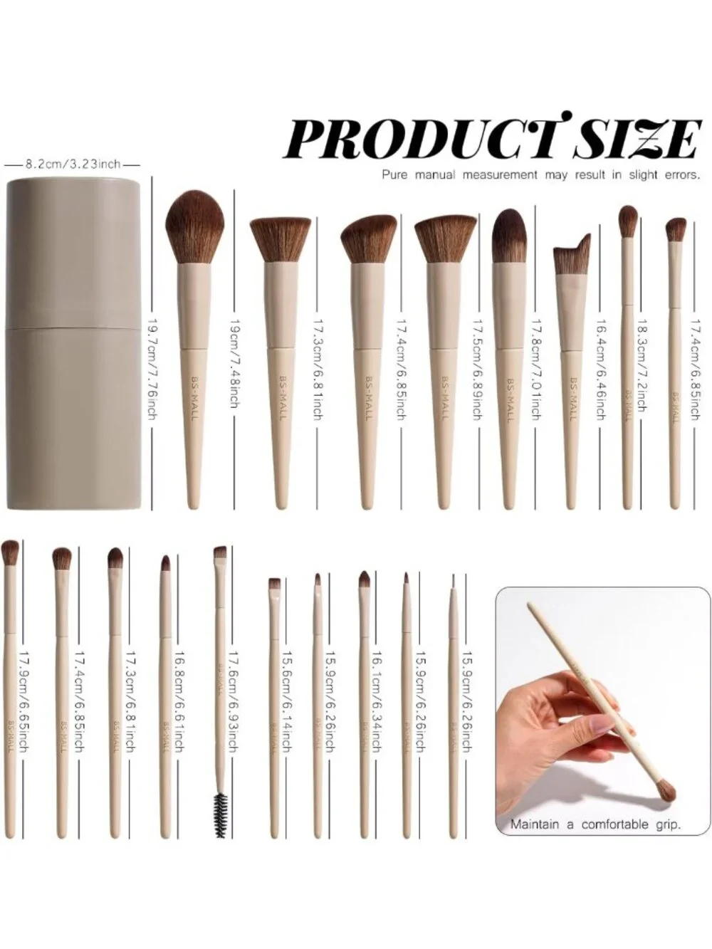 18-Piece Professional Makeup Brush Set with Travel Case | Foundation, Concealer